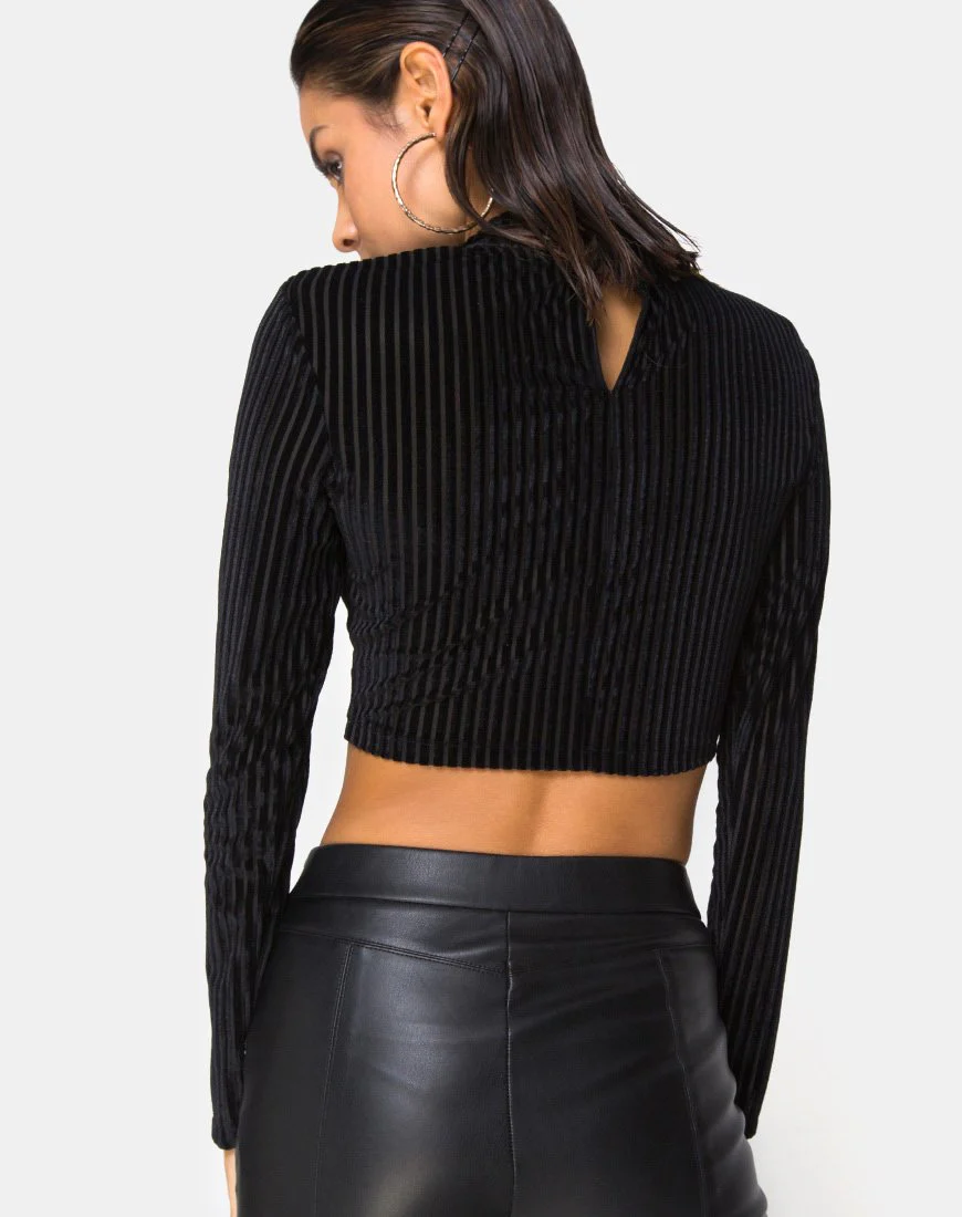Lara Crop Top in Schwarz mit transparentem Streifen - Image 2