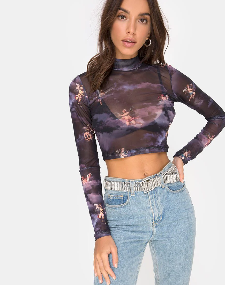 Lara Crop Top aus Dark Angel Mesh
