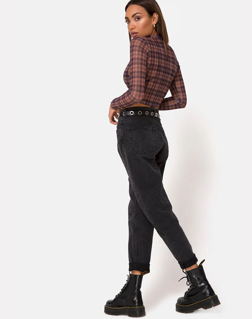 Lara Crop Top in Netz Checking Out Braun - Image 4