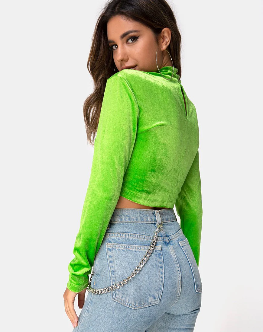 Lara Crop-Top in Velvet Lime - Image 2