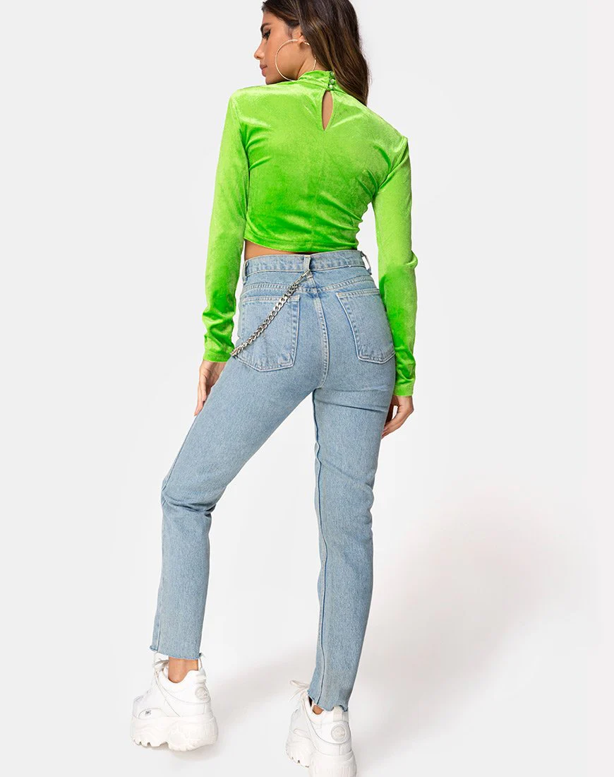 Lara Crop-Top in Velvet Lime - Image 4