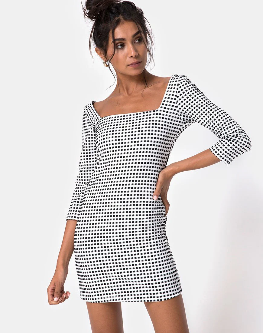 Laras Kleid aus Gingham Schwarz Elfenbein