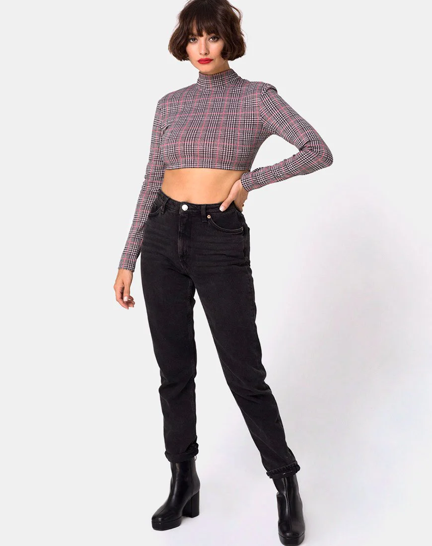 Laretta Crop Top in Charles Check Blush - Image 3