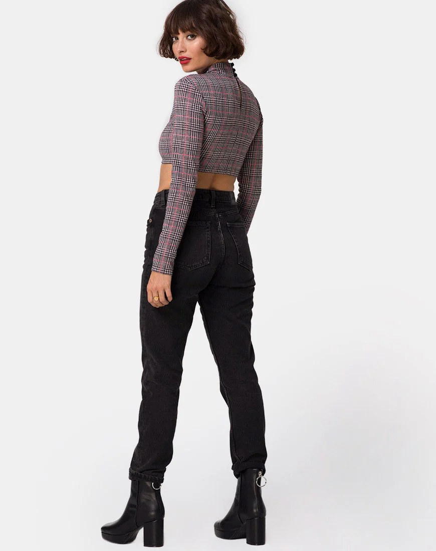 Laretta Crop Top in Charles Check Blush - Image 4