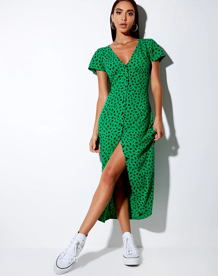 Larin Midikleid in zartem Gänseblümchengrün