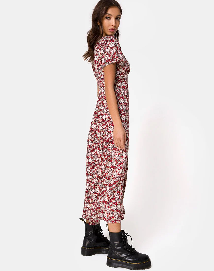 Larin Midikleid mit floralem Charme Rot - Image 3