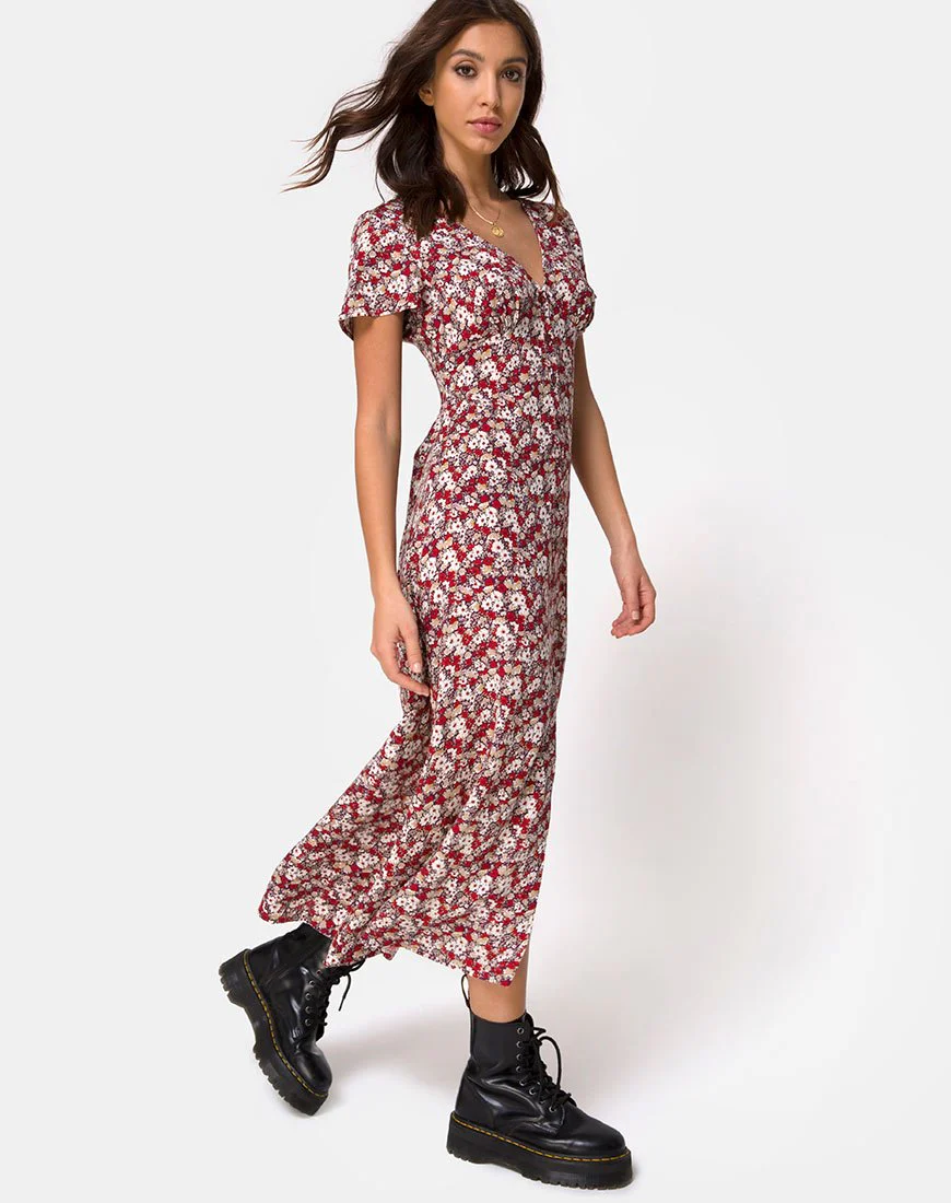 Larin Midikleid mit floralem Charme Rot - Image 4