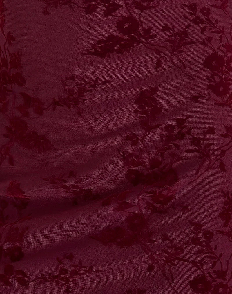 Lashka Minikleid in Botanical Flower Maroon - Image 6