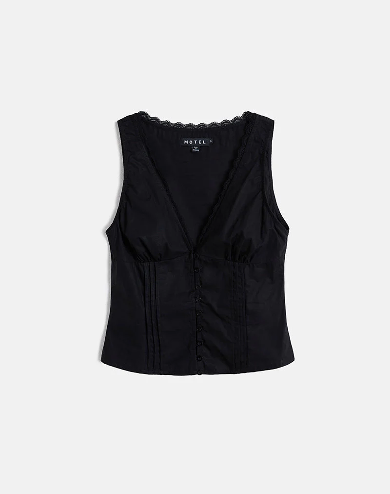 Lasily V-Ausschnitt Korsett-Top in Schwarz - Image 3