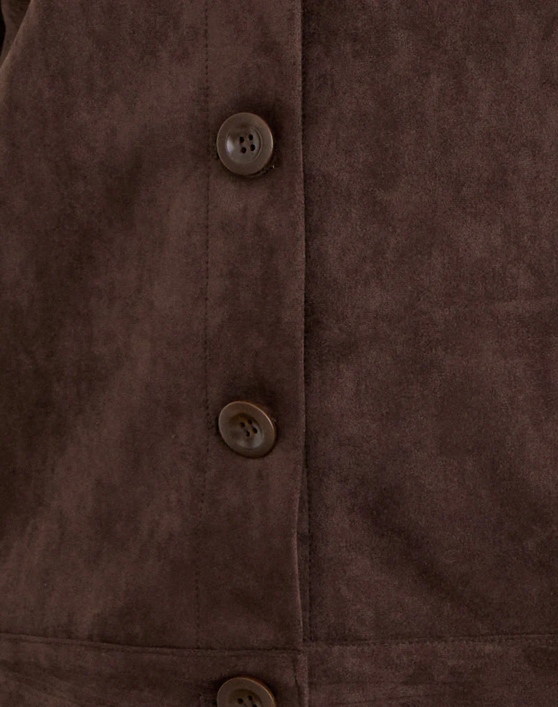 Lastika Jacket in Faux Suede Dark Brown - Image 7