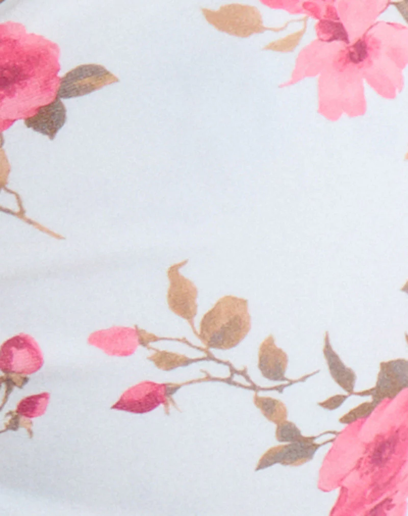 Laufey Bikini Top in White with Pink Floral Bloom - Image 7