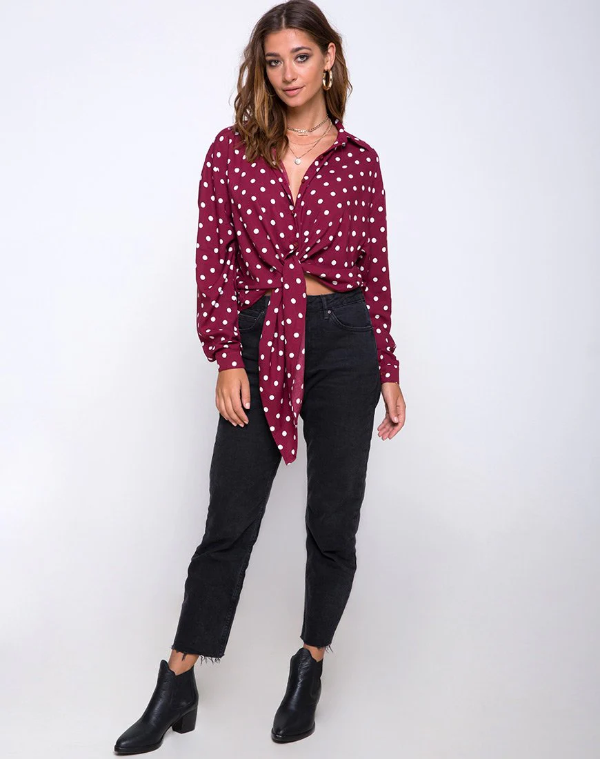 Lauv Shirt in Medium Polka Wein - Image 3