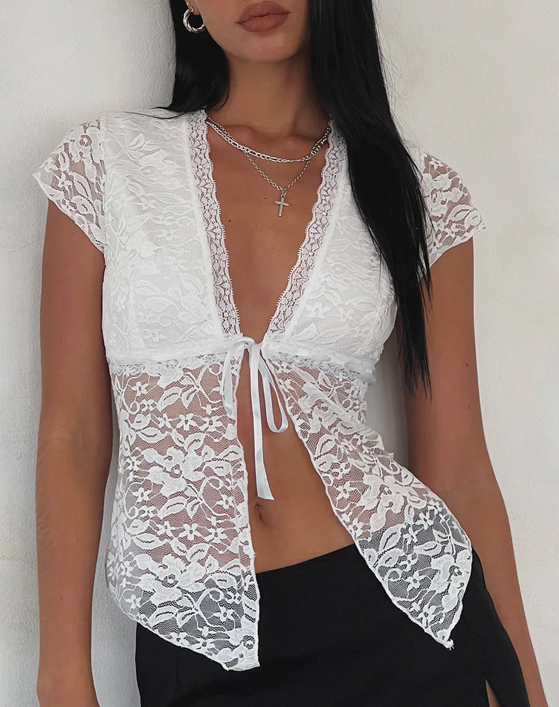 Lavanya Schmetterlings-Top aus Spitze Weiß - Image 3