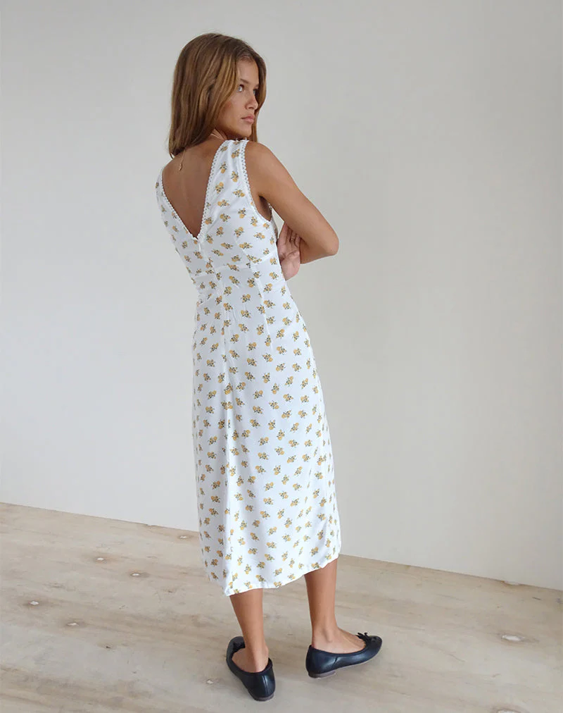 Lavisha Midikleid in Funshine Floral Off White - Image 5