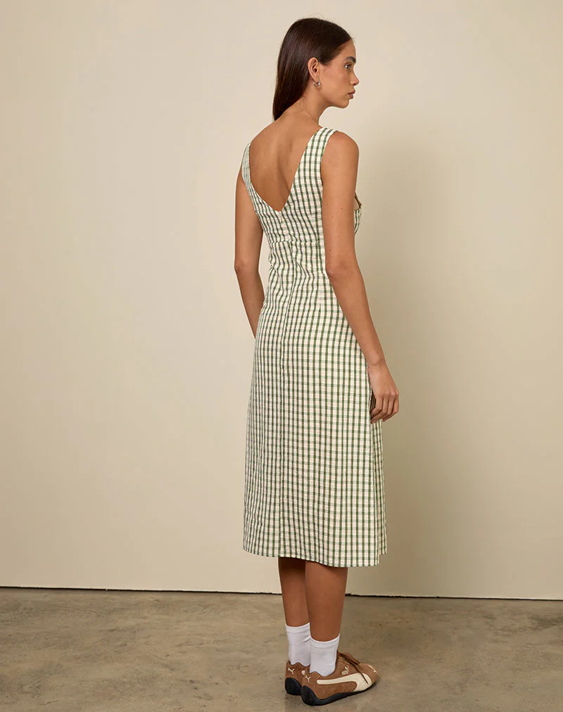 Lavisha Midikleid in grünem Karo - Image 5