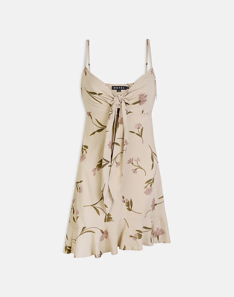 Lazlo Mini Dress in Bloom Leafy Taupe - Image 5