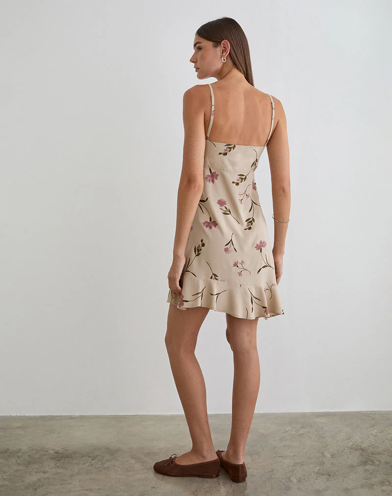 Lazlo Mini Dress in Bloom Leafy Taupe - Image 6