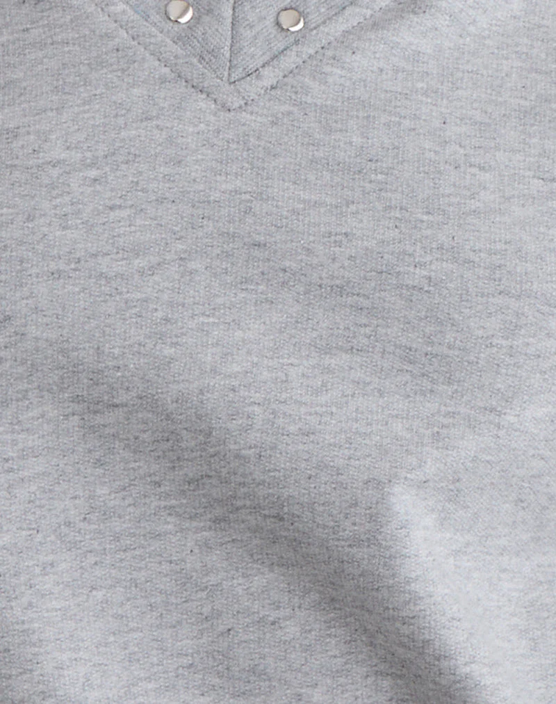 Lazuly Slim Sweatshirt in Grau meliert mit Nieten - Image 6