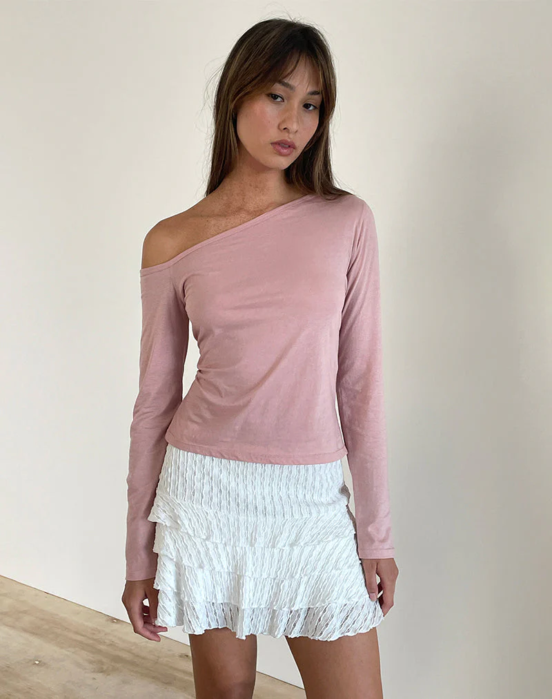 Ledez Asymmetrisches Schlabber-Top in Pink Lady Tissue - Image 3