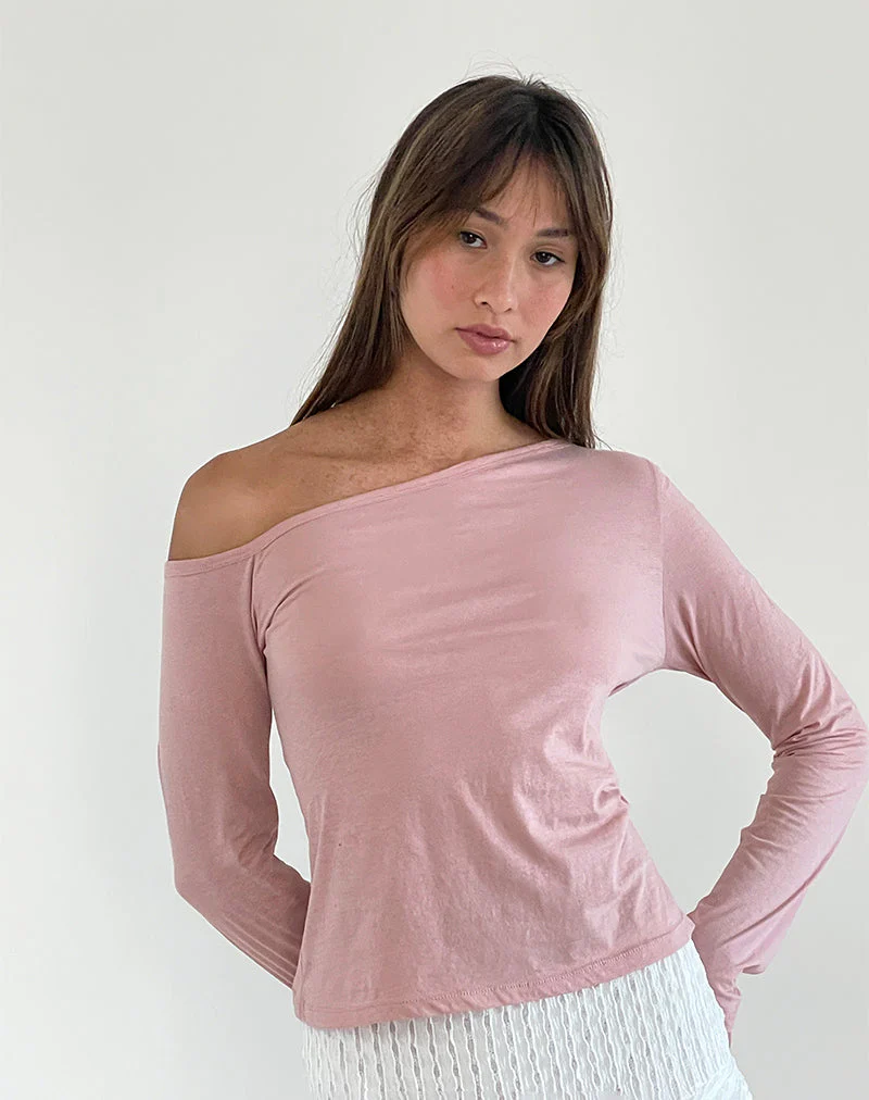 Ledez Asymmetrisches Schlabber-Top in Pink Lady Tissue - Image 4