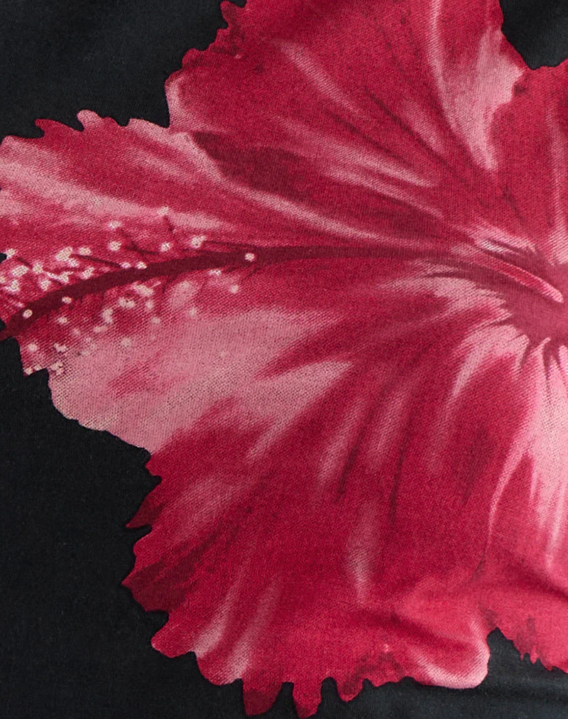 Leen Top in Schwarz Hibiskusblüte Rosa - Image 6