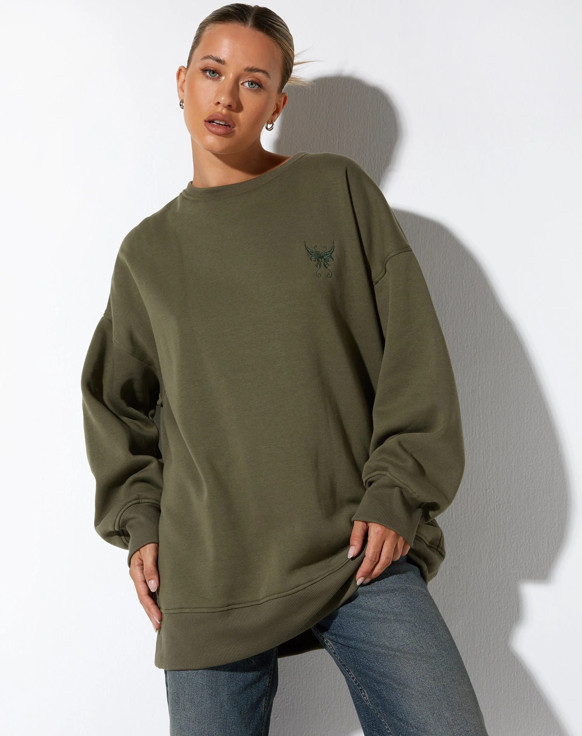 Lei Sweatshirt aus Traubenblatt mit Schmetterlingsstickerei