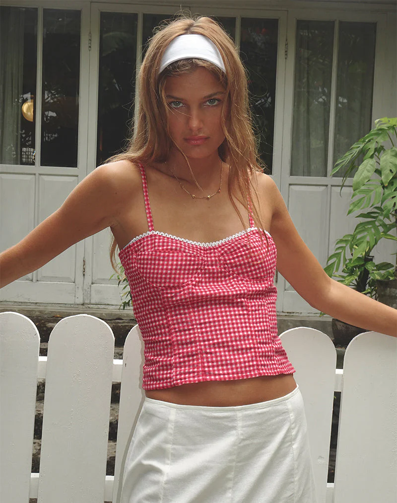 Leif Cami Top aus roter Gingham - Image 6