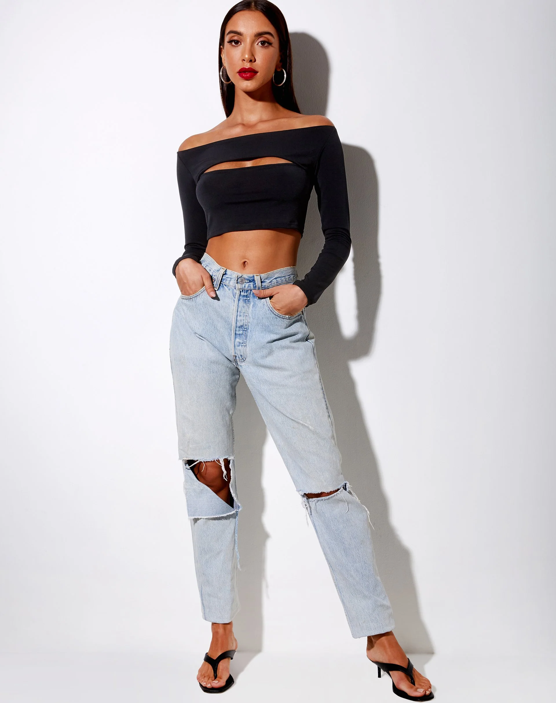 Leja Crop Top aus Polycrepe Schwarz - Image 3
