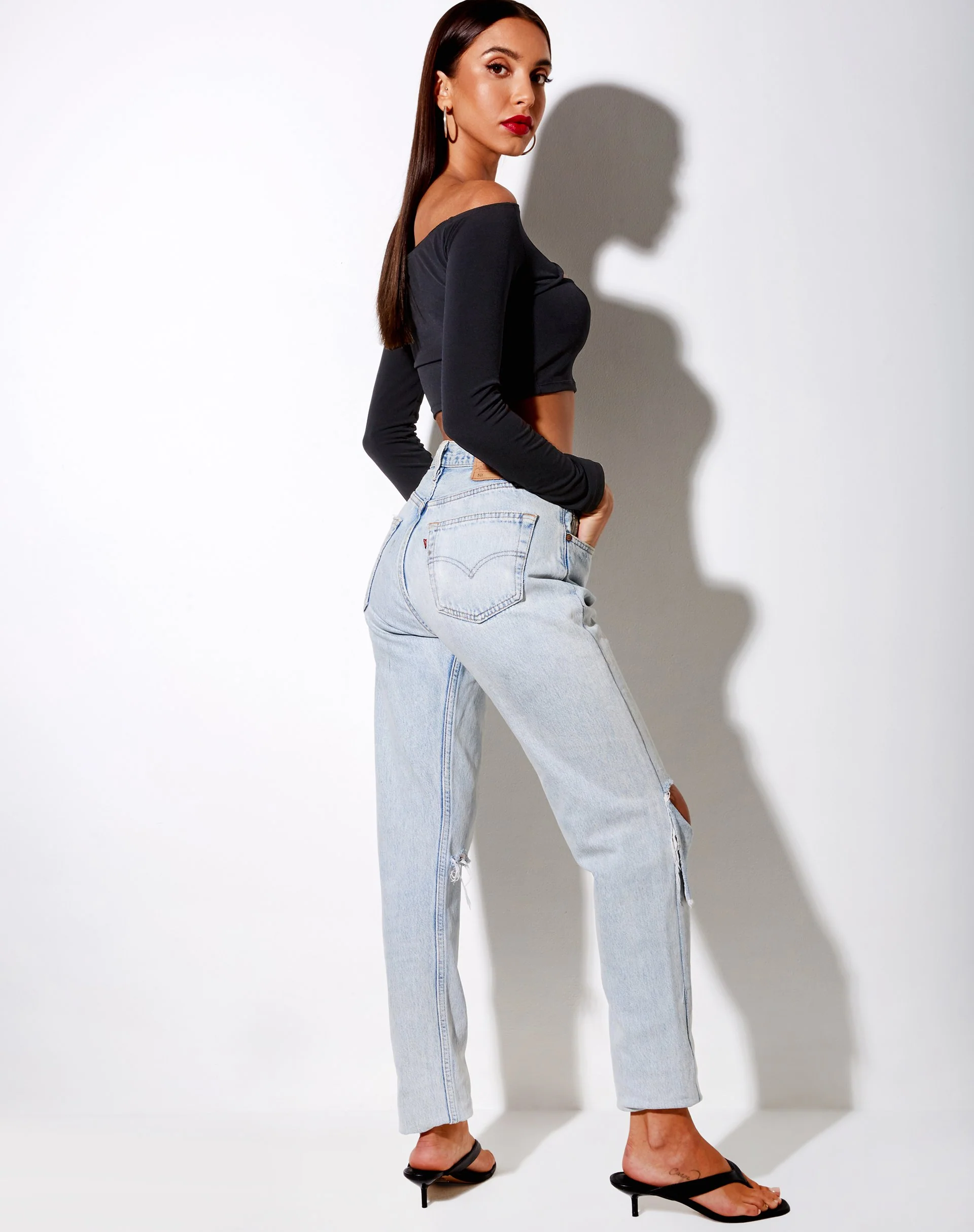 Leja Crop Top aus Polycrepe Schwarz - Image 4