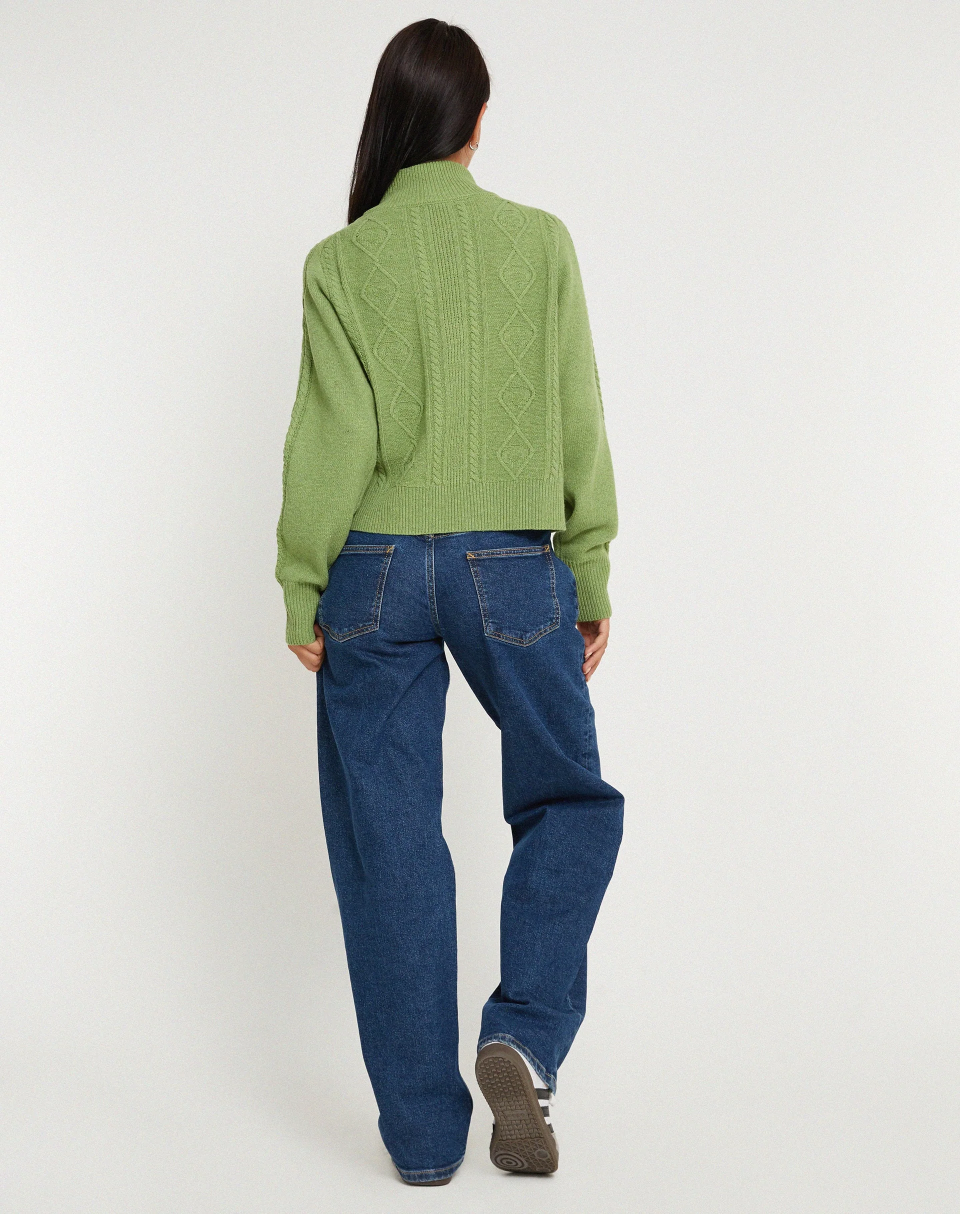 Lemila Gestrickte Zip Up Jacke in Moosgrün - Image 6