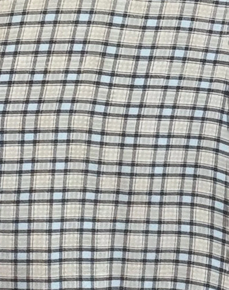 Lenata Midikleid mit Neckholder aus pastellblauem Tartan - Image 5