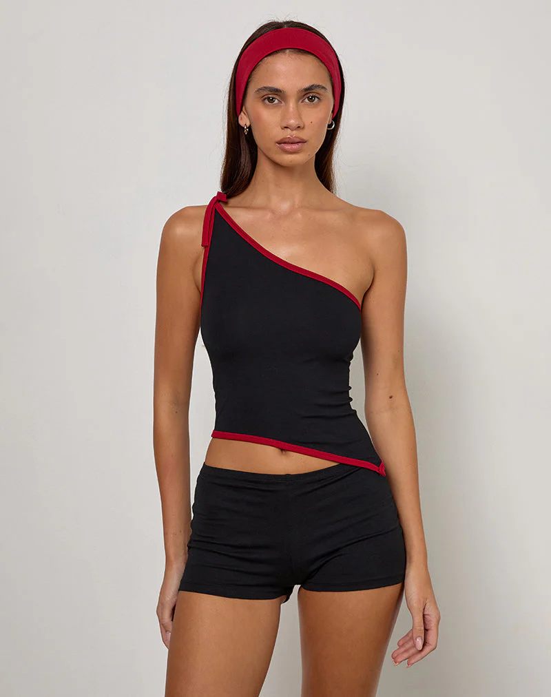 Lenti Asymmetric Top in Schwarz mit roten Adrenalinbindungen