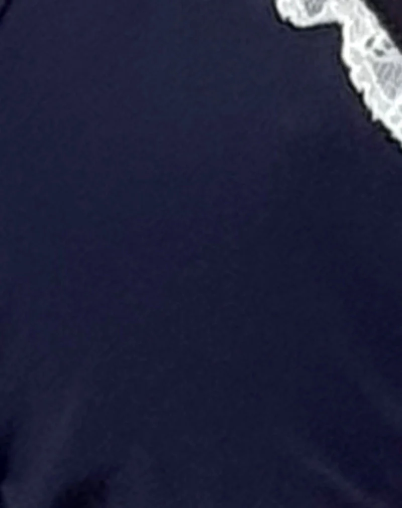 Lentra Broderie Trim Bikini Unterteil in Mitternachtsblau - Image 5