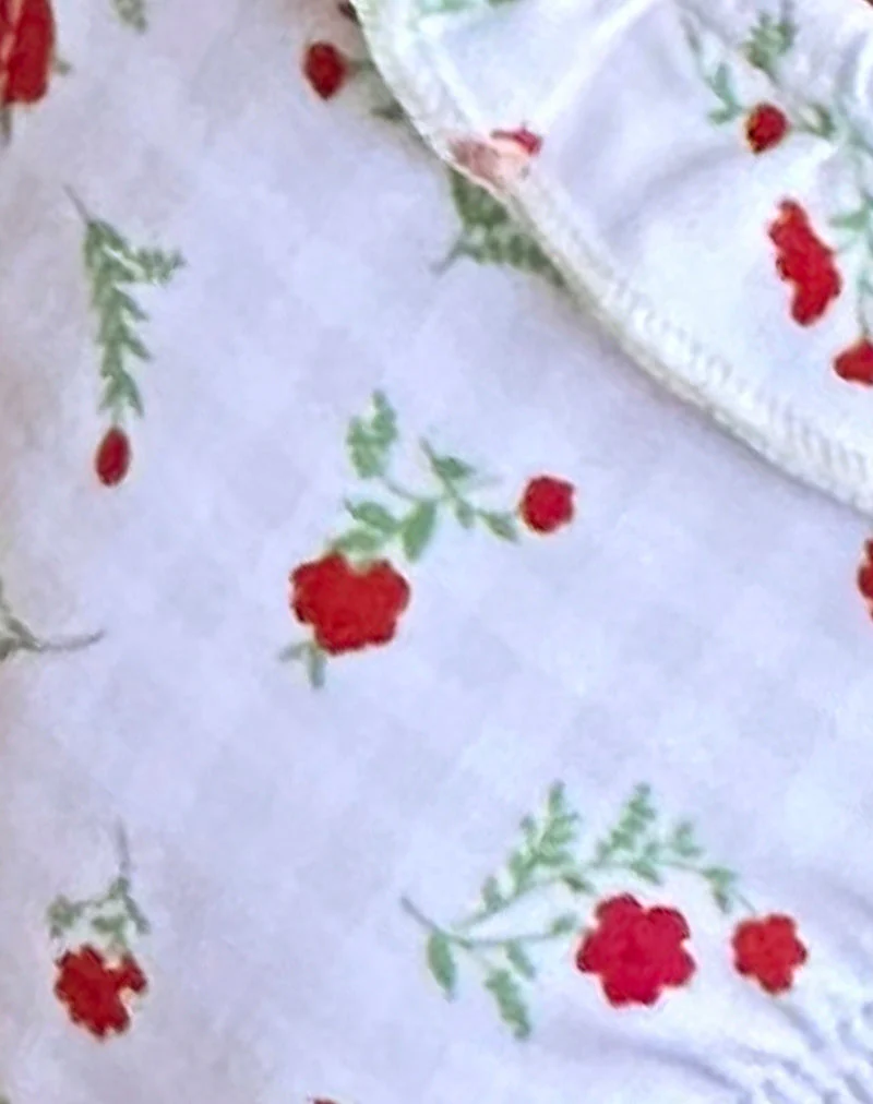 Lentra Bikiniunterteil in Rot Floral Beige Gingham mit Rüsche - Image 8