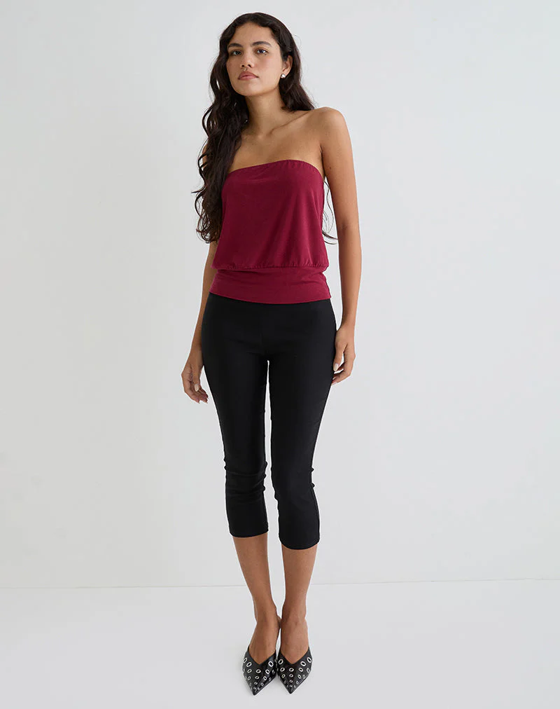 Leocadia Bandeau-Top aus Cupro Dunkelrot