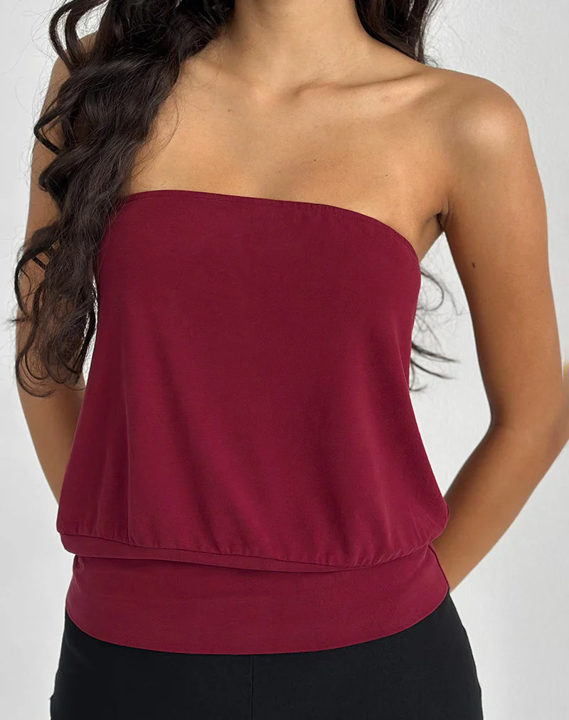Leocadia Bandeau-Top aus Cupro Dunkelrot - Image 3
