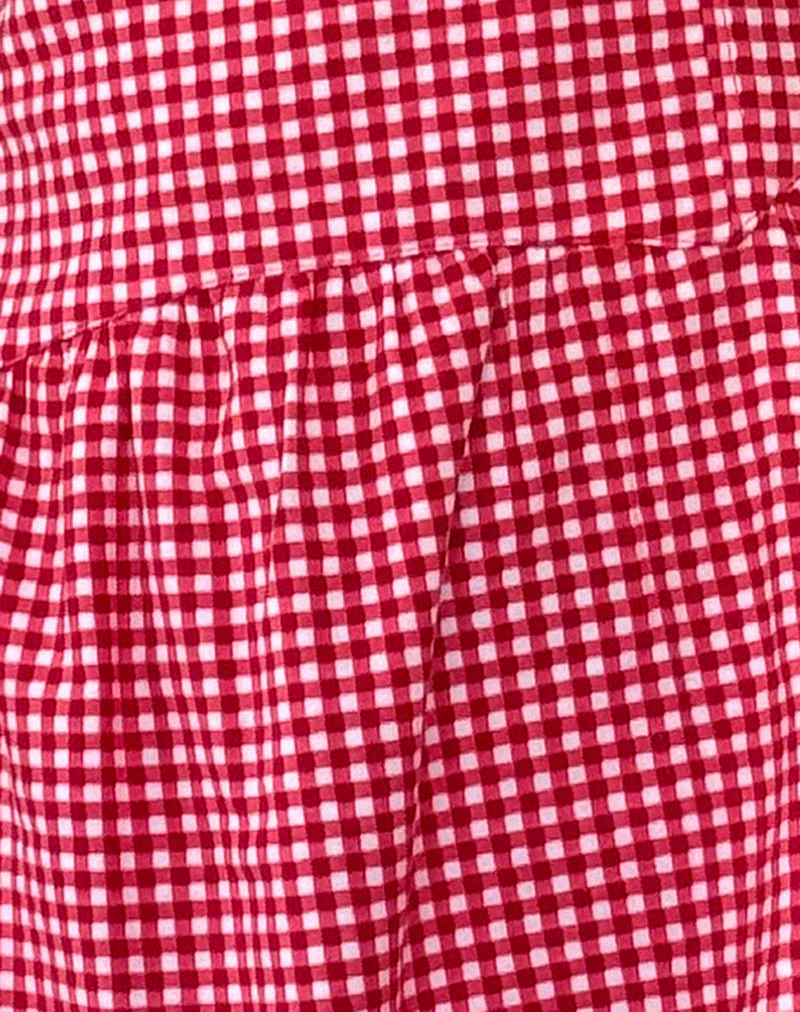 Leshi Minikleid aus roter Gingham - Image 5
