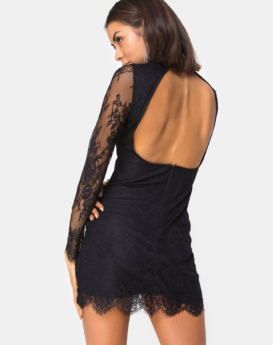 Lesora Kleid aus Spitze Schwarz - Image 2