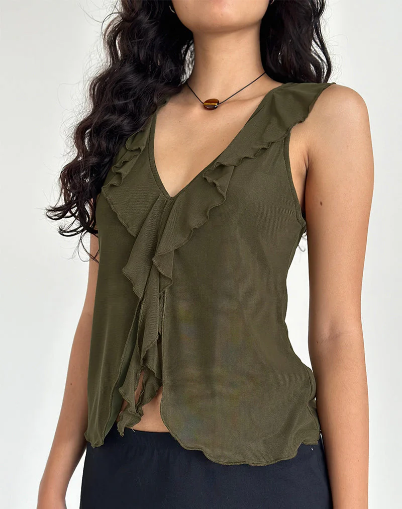 Leviosa Schmetterling Top In Mesh Moss Grün - Image 2