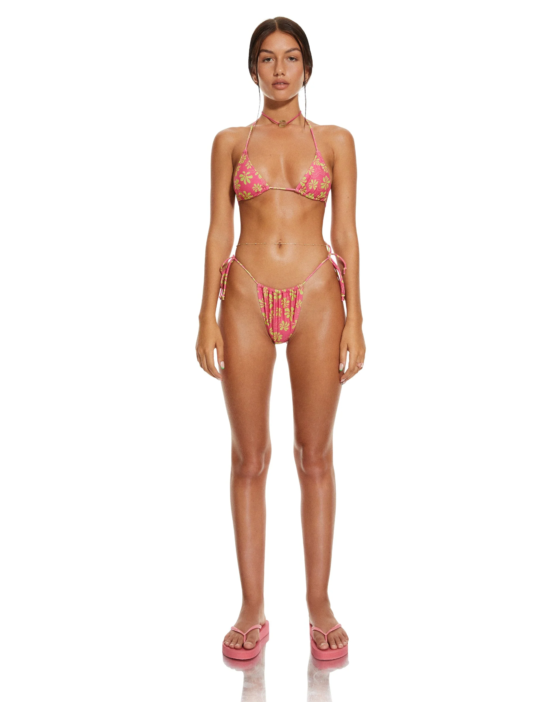 MOTEL X BARBARA Leyna Bikini Unterteil in 90s Beachy Floral Hot Pink - Image 4