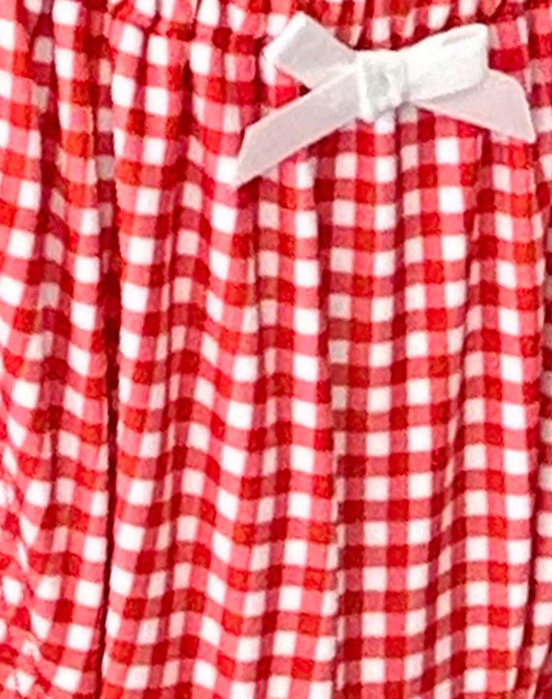Leyna Bikini-Unterteil aus rotem Gingham mit Schleife - Image 6