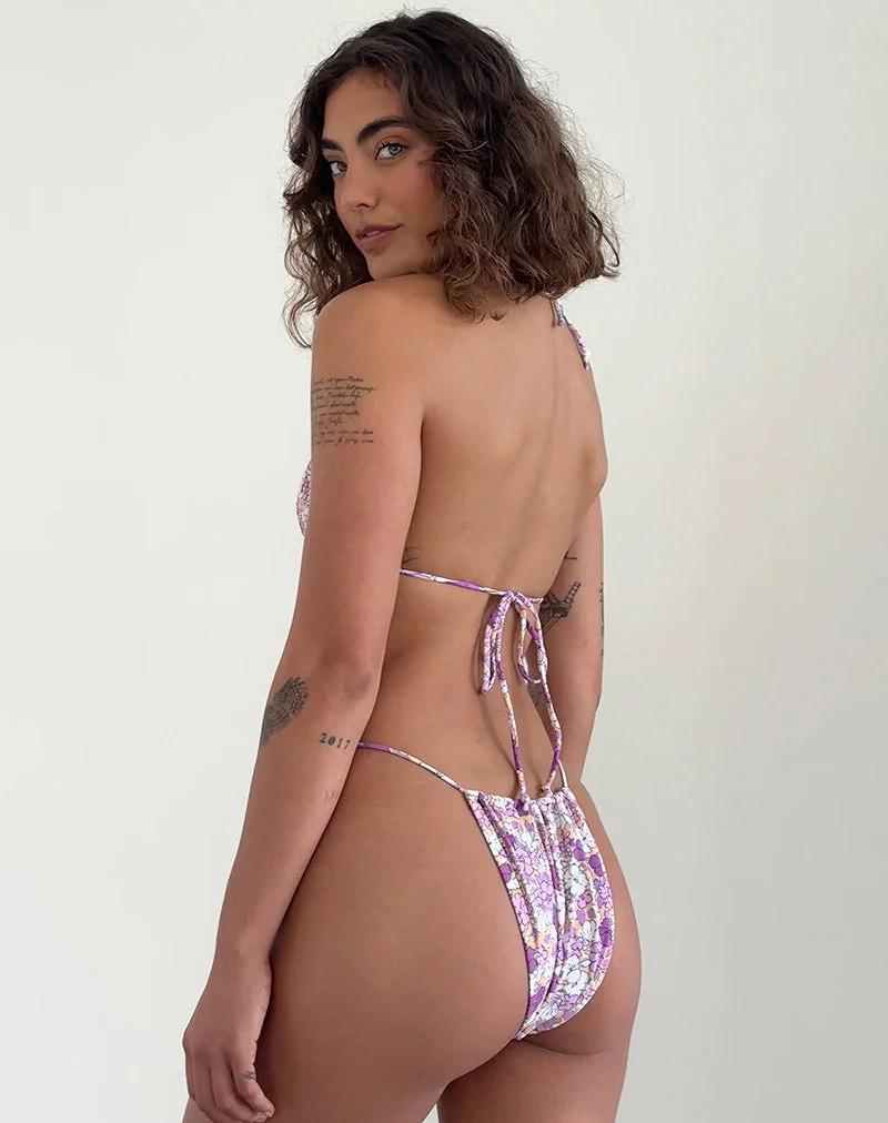 Leyna Bikiniunterteil in leuchtendem Orange und Lila mit Blumenmuster - Image 4