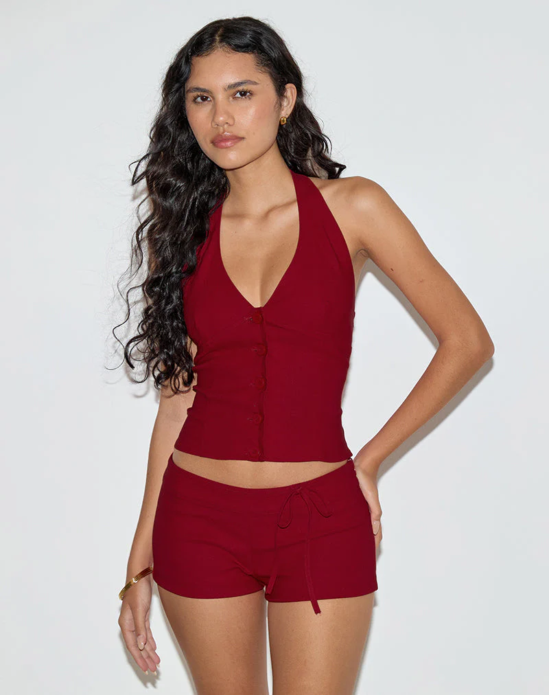 Lija Krawattengürtel Shorts in Tailoring Rot - Image 2