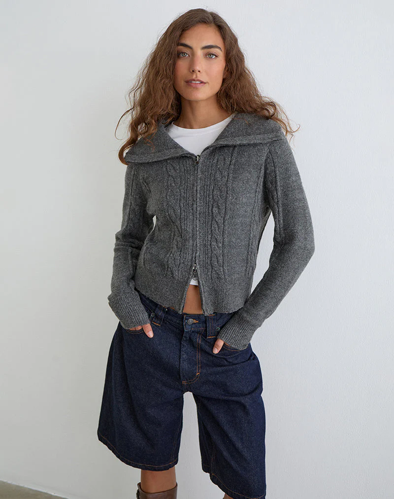 Lilena Zip-Pullover in Knit Dark Shadow - Image 3