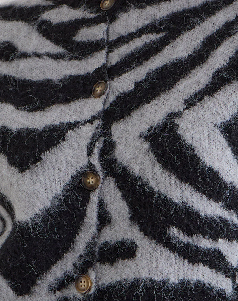 Liliana Cardigan aus Strick Big Zebra Schwarz und Grau - Image 6