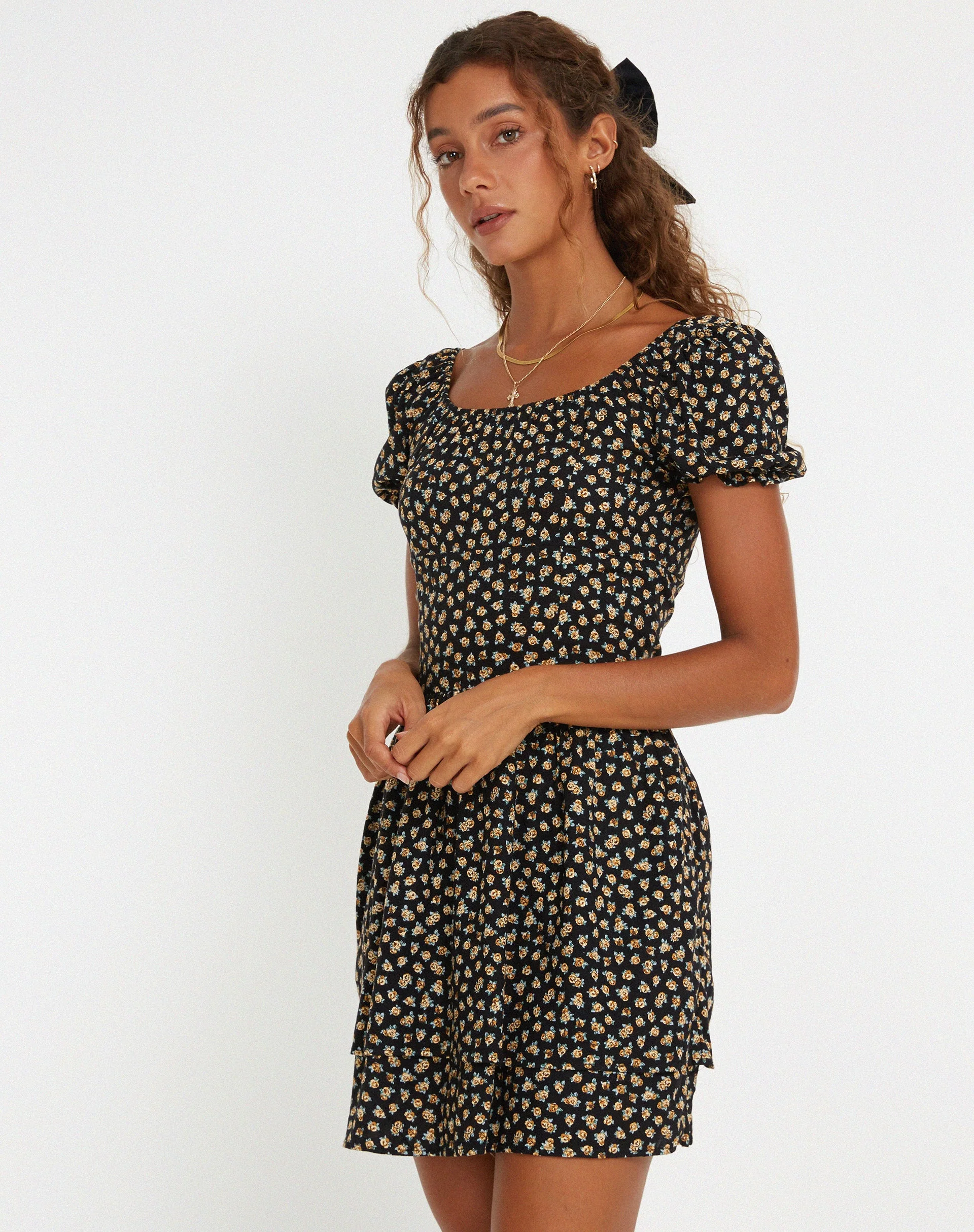 Lilibeth Minikleid in Ditsy Floral Bronze - Image 5