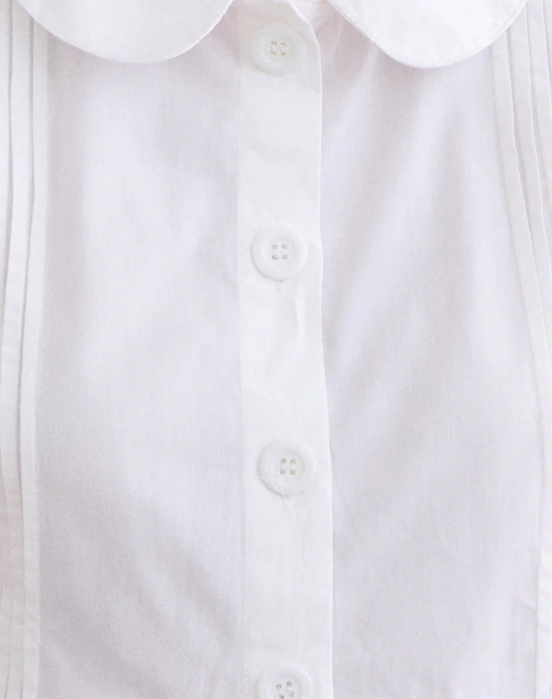 Linde Blouse with Peplum Hem in Poplin White - Image 6
