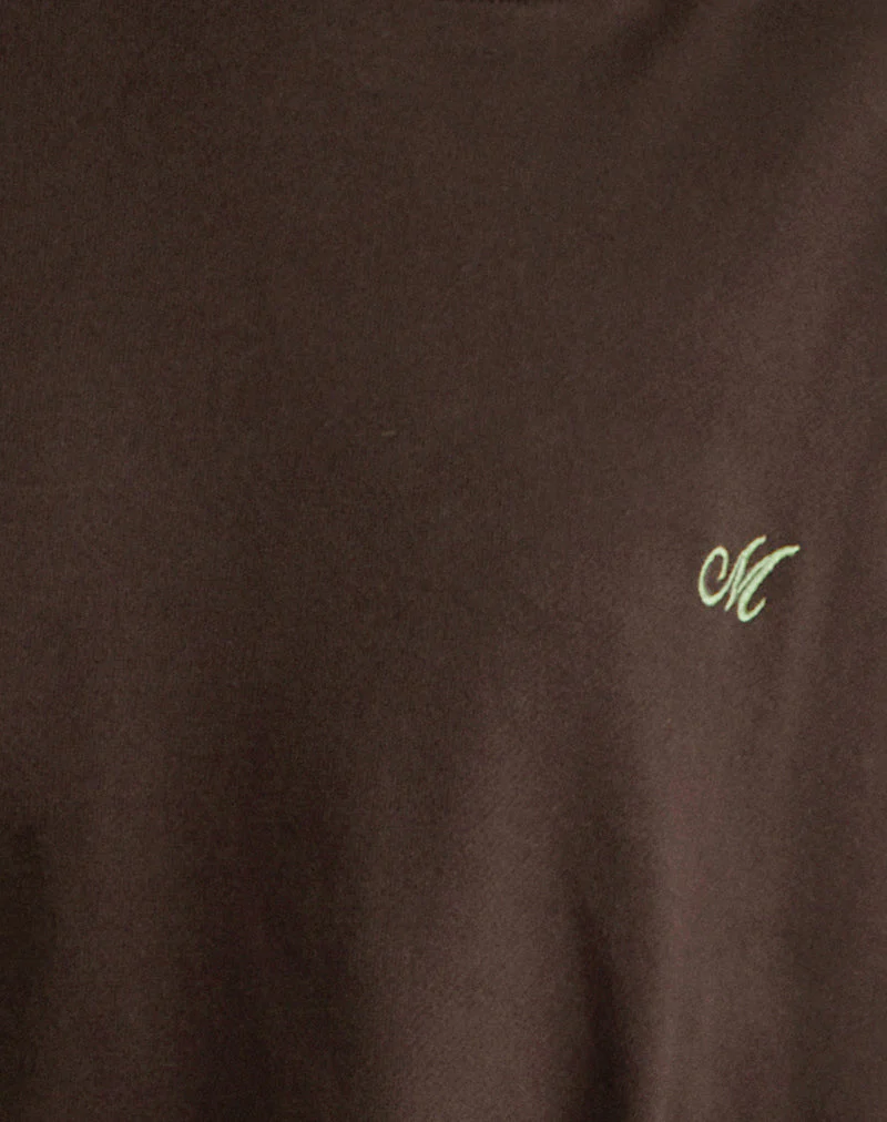 Lingwu Hoodie in Bitterschokolade mit grünem Einband und M-Stickerei - Image 5