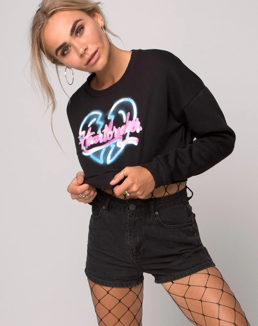 Liona Sweatshirt in Schwarz Heart Breaker