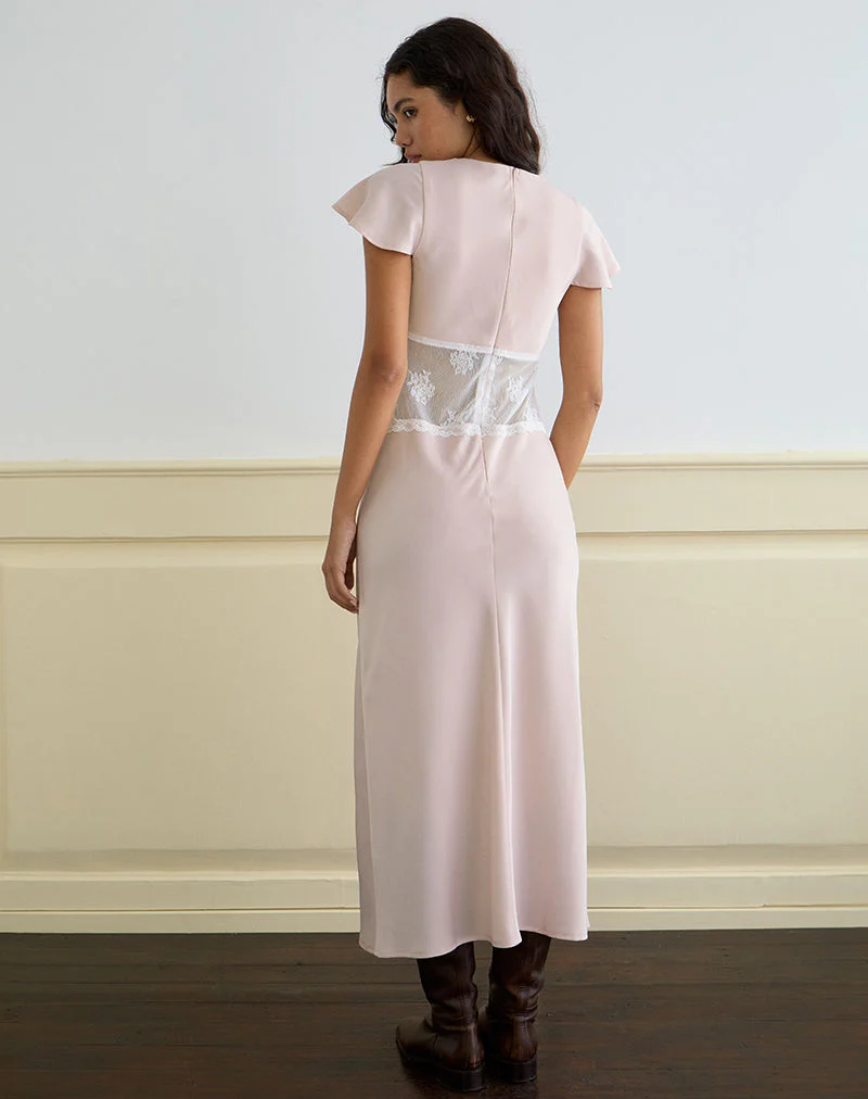 Lirenda Midikleid aus Satin in Babyrosa - Image 5